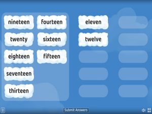 Number words 11-20 sequencing